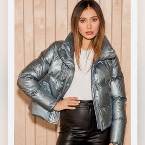 Noize Coco M puffer jacket blue metallic like new condition